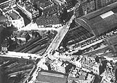 Close up showing the station's relationship with Hill Street, Navigation Street, John Bright Street and Queens Drive