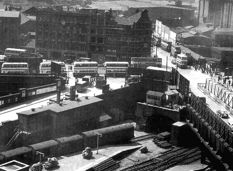 Close up showing the once gated entrance to Queens Drive accessed from Station Street at its junction with Hill Street and Navigation Street