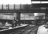 Looking West to New Street No 5 Signal Cabin with New Street's new Power Box seen above Navigation St bridge
