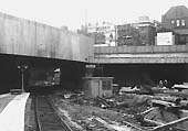 Looking West and below Hill Street bridge from the end of the newly constructed Platform 10 on 22nd May 1965