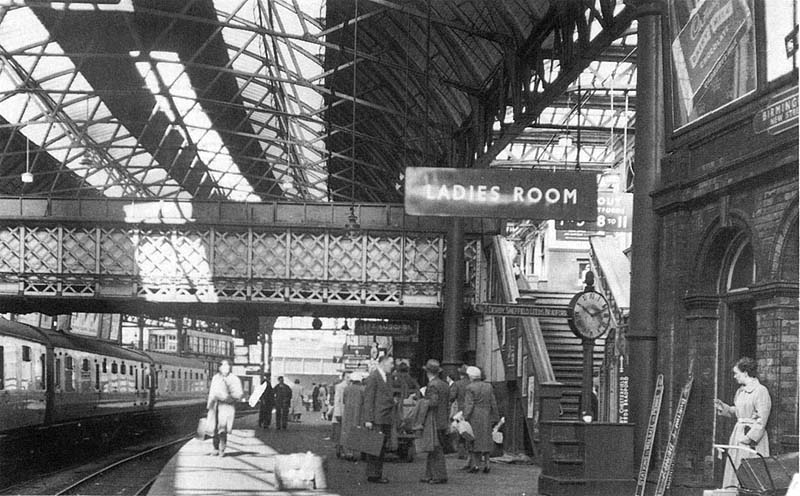 View looking West along Platform 7 with Queens Drive being to the right and New Street No 4 Signal Box standing at the end of the opposite platform