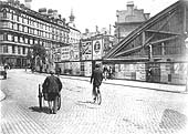 Looking towards Stephenson Street from Navigation Street bridge with the West end screen of the original New Street station on the right