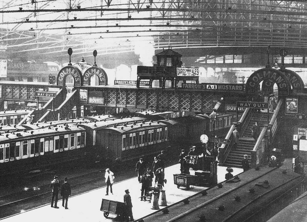 Close up showing the platform serving both trains to Euston and the South on the left and on the right the South Staffordshire Railway