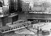 An aerial view of New Street station's 1884 No 5 Signal Box which was 80 feet long and equipped with 152 levers on 4th May 1938