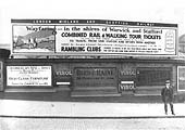 View of the LMS advertising hoarding sited in Hill Street to the left of the entrance to the fish, milk and carriage loading yard
