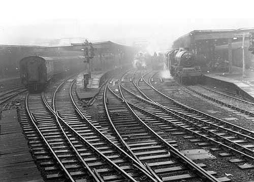 View looking towards the Wolverhampton end of the station with the new Platform 3 on the right, Platforms 4 and 5 in the middle, and Platform 6 on the left