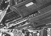 Close up showing the West end of both portions of New Street station and the removal of the glazed panels to Paxton's roof