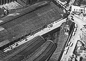 Close up of the East end of Queens Drive and the junction of Worcester Street and Station Street with the Midland Railway's parcel offices at the corner of Station Street