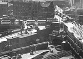 Close up showing the once gated entrance to Queens Drive accessed from Station Street at its junction with Hill Street and Navigation Street