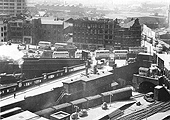 Elevated view from the Queens Hotel looking towards the top of Queens Drive and its junction with Navigation Street and below rolling stock standing in Coffee House Bay