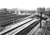 An elevated view from the centre of the Queens Hotel looking towards the West end of the former LNWR portion of the station