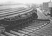 Close up of the extension's main building which provided both passenger and office facilities with the footbridge passing through its centre on the first floor