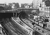 Looking West of the final stages of the demolition of the original 1854 station with the Queen's Hotel on the right still towering over the station