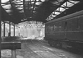 Looking from the buffer stops of Fish Sidings towards the West end of New Street station on 2nd April 1964 as the demolition of the station commences