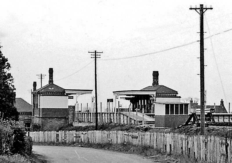 Close up showing Blake Street station's two platform structures with the main station building being on the left