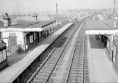 View from College Street bridge of Chilvers Coton station looking towards Nuneaton with the arches in the distance