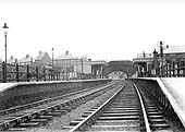 Looking from the canal bridge towards Coventry with the up platform as seen on the left on 28th June 1950