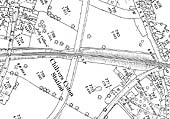 An 1886 Ordnance Survey map of Chilvers Coton Station showing its relationship to College Street and the Coventry Canal