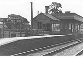 The station's up platform which accommodated the signal cabin and the station's main passenger facilities