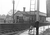 Looking across to Clifton Mill station's down platform and the signal cabin located next to the main station building