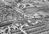 A 1930s aerial view of Spon End Arches, the bridge over the Holyhead Road & the throat of Coundon Wharf