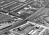 A 1934 aerial view looking towards Coventry showing the Holyhead Road bridge and the throat of the Wharf