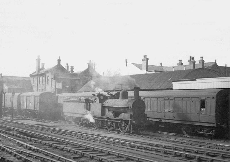 Ex-LNWR 0-6-0 2F Cauliflower class No 8532 is seen resting between duties whilst shunting in the parcels bay on 27th Spril 1942