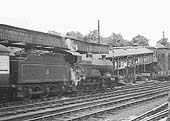Ex-LMS 4P 4-4-0 No 41172 stands at Platform 2 with the 13:43 Coventry to New Street service