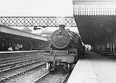 Ex-LMS 2-6-4T No 42627 is seen circa 1956 standing at the down platform with a local passenger service  to Walsall