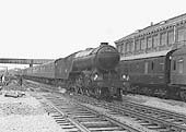 Ex-LNER 2-6-2 V2 No 60810 is seen passing Coventry No 2 Goods shed as it approaches Coventry station's new platform one