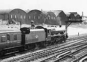 Ex-LMS 4-6-0 Jubilee class No 45741 'Leinster' leaves platform one with an up express train in the 1950s