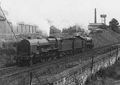 LMS 5XP No 5519 'Lady Godiva' coupled tender to tender with an unknown classmate runs towards Rugby