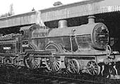 Ex-MR 4-4-0 2P No 40443 stands at platform 1 on a southbound ordinary passenger train circa 1949