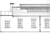 Part of side elevation of the 1867 Coventry Locomotive Steam Shed designed by Stafford drawing office