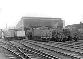 A general view of the British Railways rebuilt shed at Coventry with only LMS designed locomotives in view