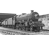 Another view of ex-LMS 4-6-0 Jubilee class No 45599 'Bechuanaland' standing with other withdrawn locomotives at Coventry's new shed