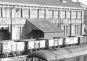 Viewed from the mainline this close up shows the side of Coventry No 1 Goods shed and its midway access point and one of the loading bays