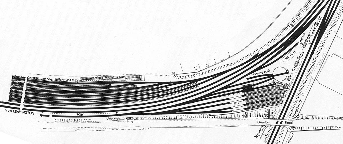 Layout of Coventry Shed in 1920 showing the original 42 foot turntable being accessed direct from the coaling road