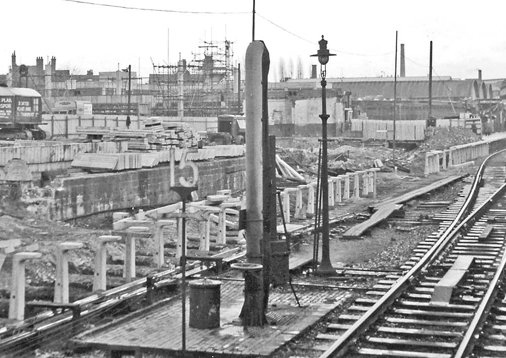 Close up showing the water column by Coventry No 2 Signal Box was still in use right up to the last stages of rebuilding