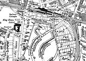 Ordnance Survey map showing Coventry Station & Shed which was revised in 1938 but published circa 1944