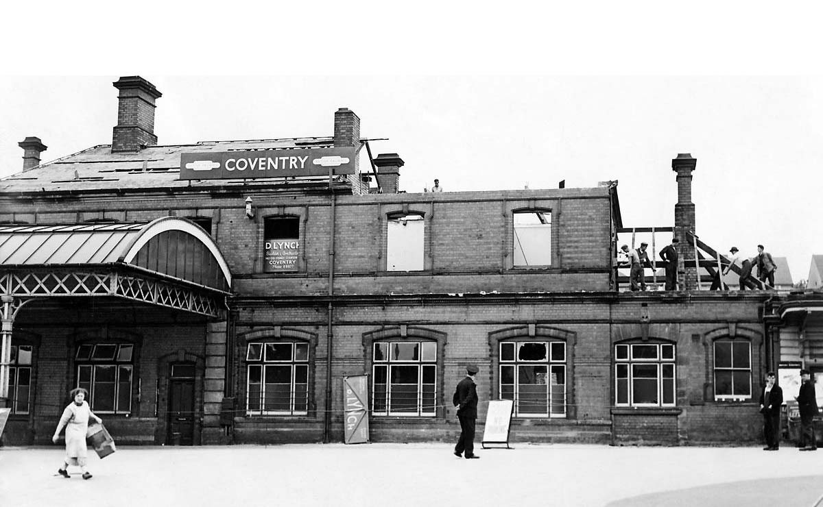 The ground floor restaurant and the first floor administration offices are being demolished as part of the station re-building scheme, on 17th September  1959