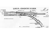 An LMS Schematic diagram showing Coventry No 1 Signal Cabin's track layout of the junction with the Leamington branch