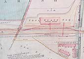 An updated 1841 map of the L&BR giving a closer view of the goods yard, shed and railway houses