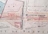 An updated 1841 map of the L&BR giving a closer view of Coventry station and its Goods yard and shed