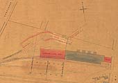 Close up of the 1895 plan showing the Goods Shed and Offices extensions built for the Midland Railway by the L&NWR