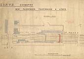 A 1907 plan showing the revised layout of Coventry station and the proposed replacement footbridge