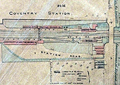 An 1863 LNWR Survey plan showing the principal structures and layout of Coventry's second station built in 1840