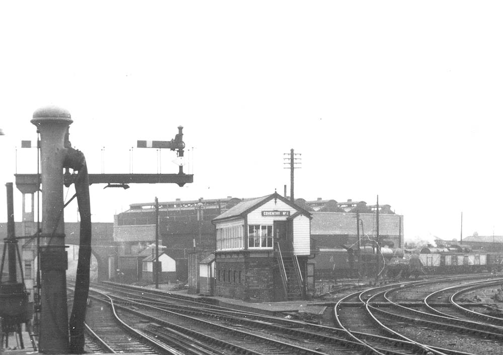 Looking towards Rugby with the junction with the Leamington branch on the right and the shed visible in between