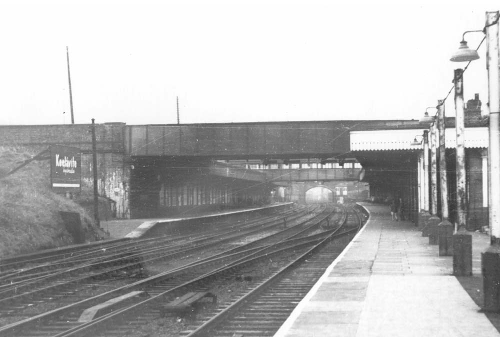 Looking towards Birmingham  from the Rugby end of the up platform with the columns on the right remnants of the bomb damage