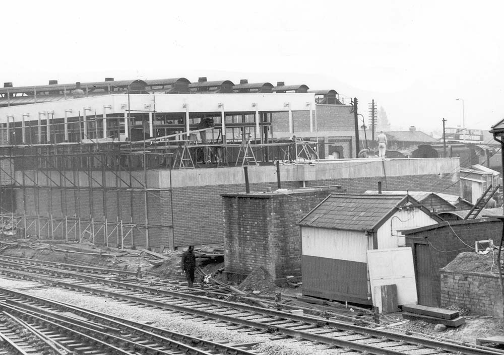 Close up showing Coventry's new Power Box being built on the site of the turntable on 20th September 1961